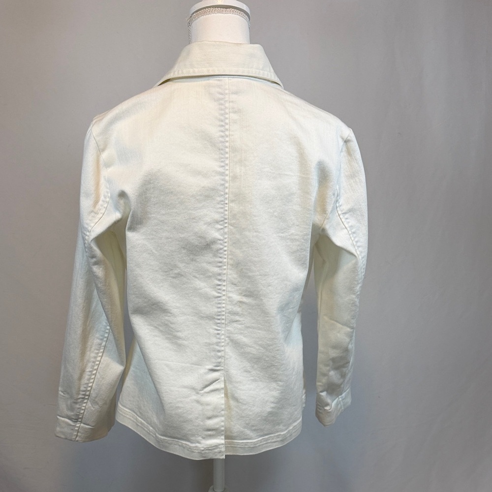 Women's Double-Breasted White Jacket With Pockets and Silver Buttons Size 8 - Picture 3 of 13